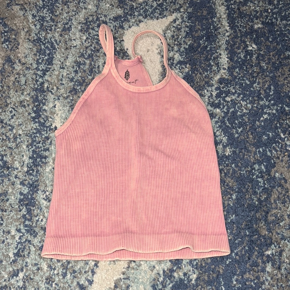 free people cropped pink shirt